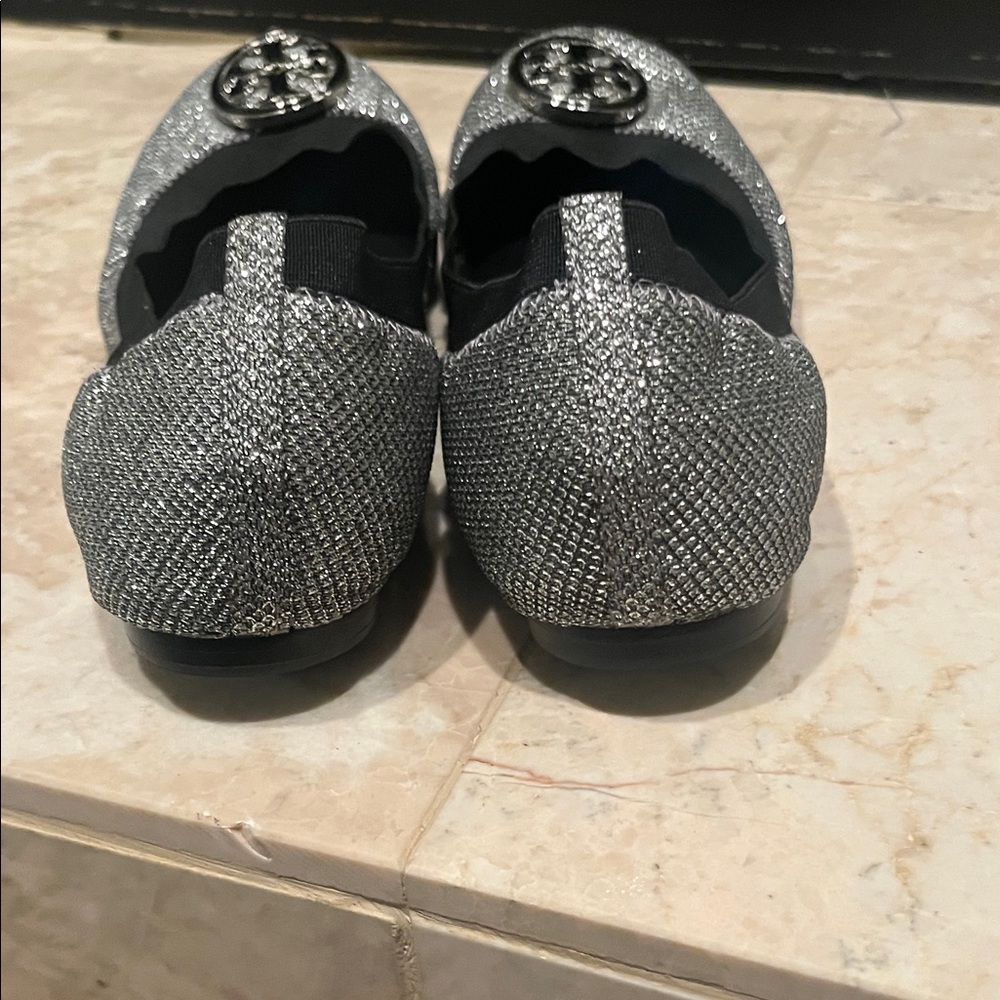 Tory Burch Metallic Silver Flats - Picture 4 of 7
